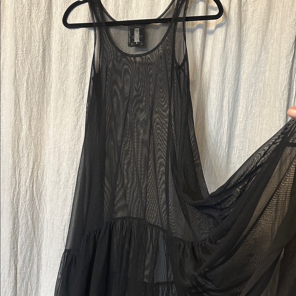 Sympli Black Sheer Layered Dress